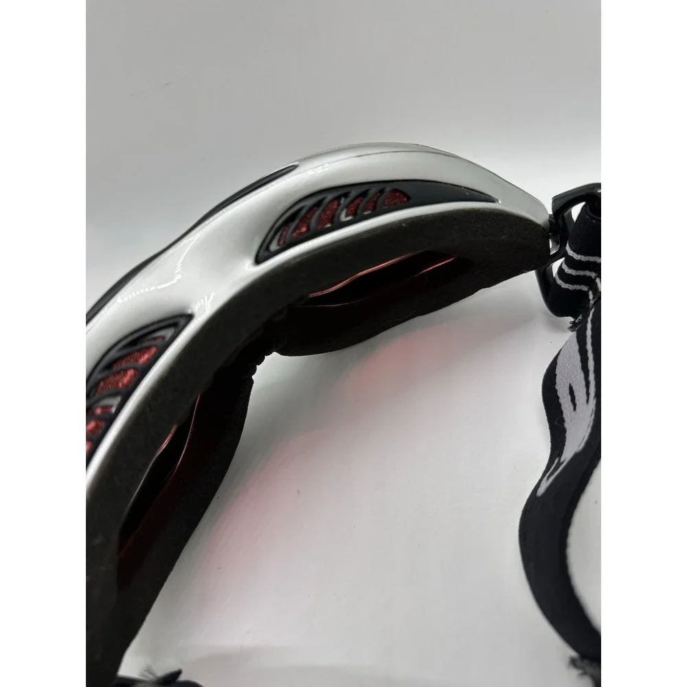 Bolle Ski Snowboard Goggles Silver Black Strap‎ AS IS Lens Damage